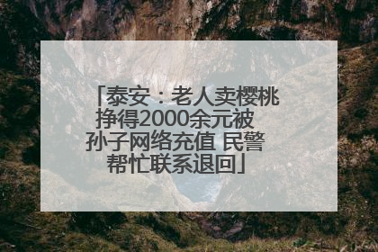 泰安：老人卖樱桃挣得2000余元被孙子网络充值 民警帮忙联系退回